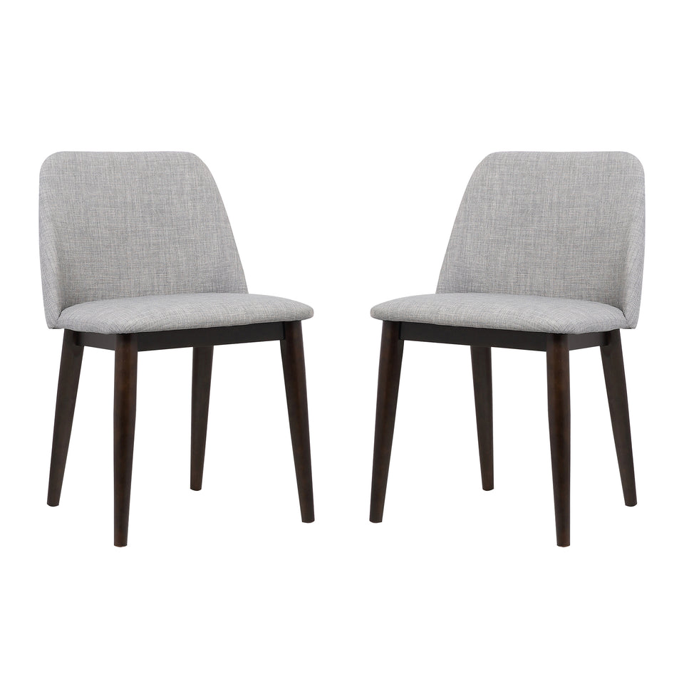 Horizon Contemporary Dining Chair in Light Gray Fabric with Brown Wood Legs - Set of 2