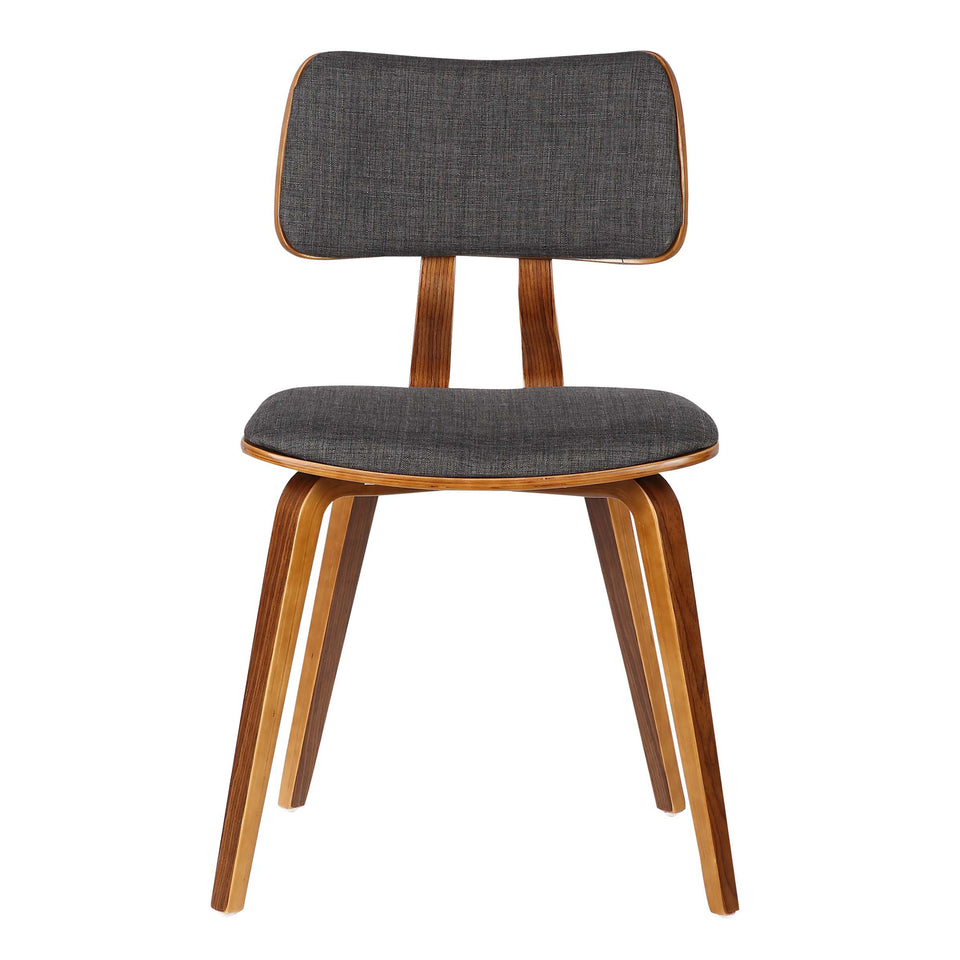 Jaguar Mid-Century Dining Chair in Walnut Wood and Charcoal Fabric