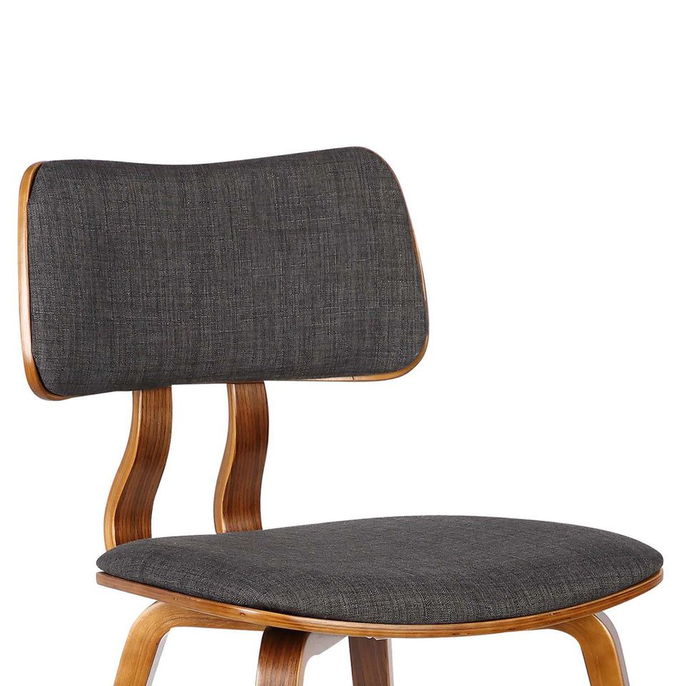 Jaguar Mid-Century Dining Chair in Walnut Wood and Charcoal Fabric