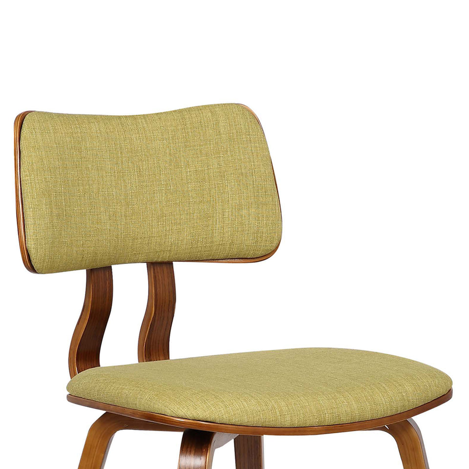 Jaguar Mid-Century Dining Chair in Walnut Wood and Green Fabric