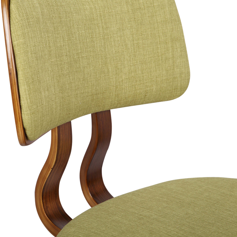Jaguar Mid-Century Dining Chair in Walnut Wood and Green Fabric