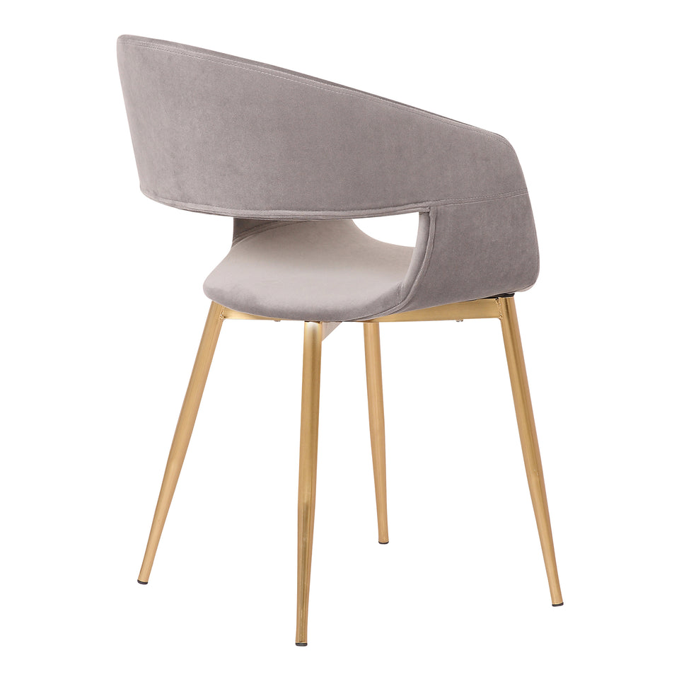 Jocelyn Mid-Century Gray Dining Accent Chair with Gold Metal Legs