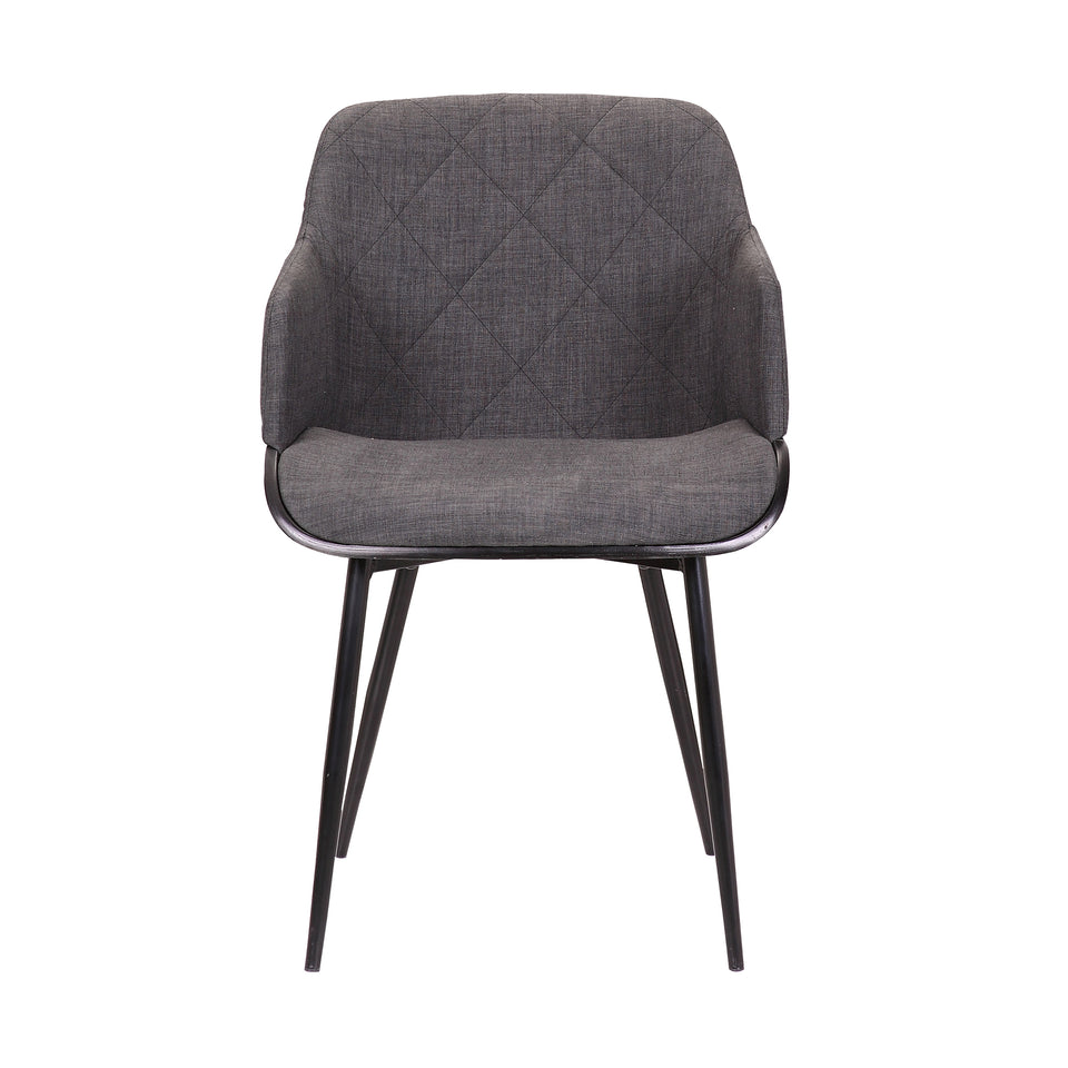 Jaida Charcoal Cushion Side Chair in Black Powder Coated Finish and Black Brushed Wood