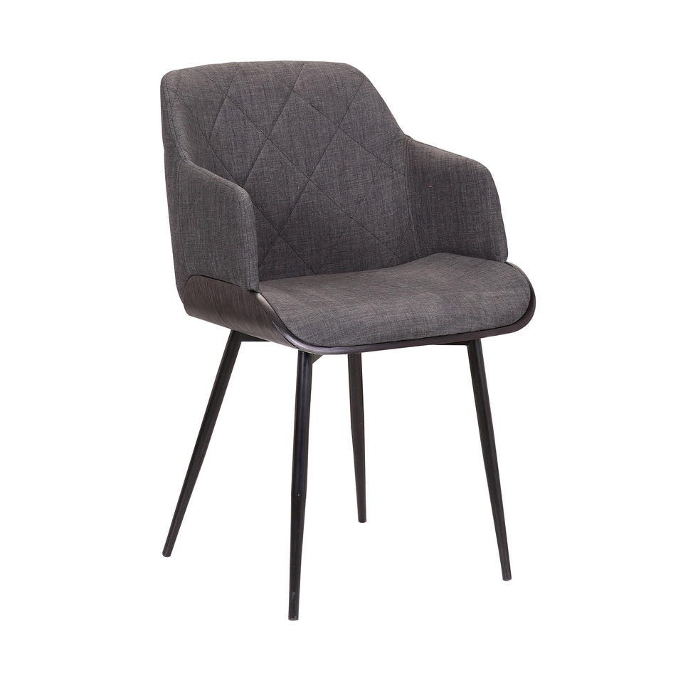 Jaida Charcoal Cushion Side Chair in Black Powder Coated Finish and Black Brushed Wood