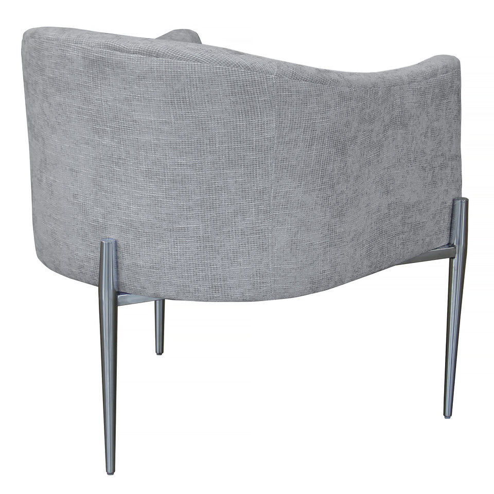 Jolie Contemporary Accent Chair in Polished Stainless Steel Finish and Silver Fabric