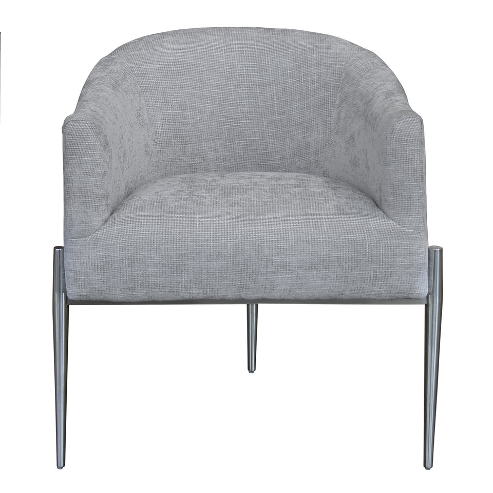 Jolie Contemporary Accent Chair in Polished Stainless Steel Finish and Silver Fabric