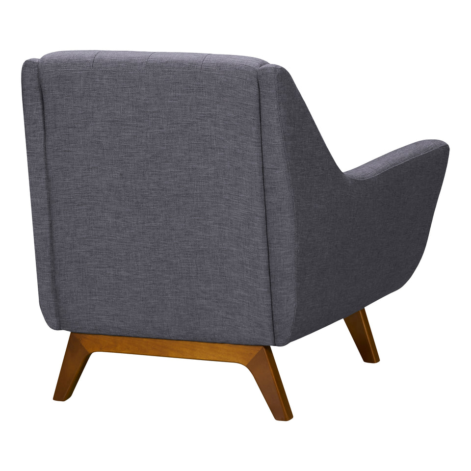 Janson Mid-Century Sofa Chair in Champagne Wood Finish and Dark Gray Fabric