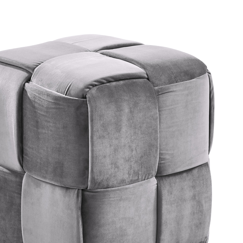 Joy Contemporary Short Ottoman in Gray Velvet