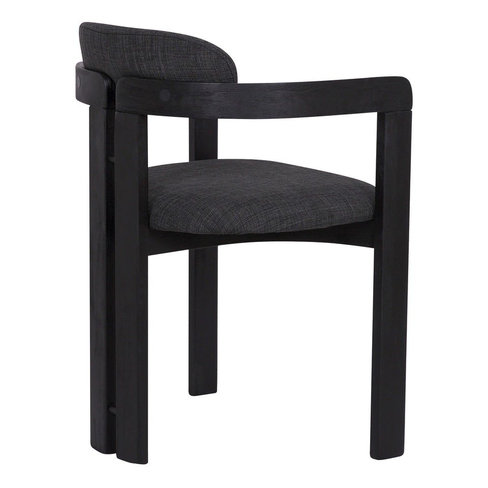 Jazmin Contemporary Dining Chair in Black Brushed Wood Finish and Charcoal Fabric - Set of 2