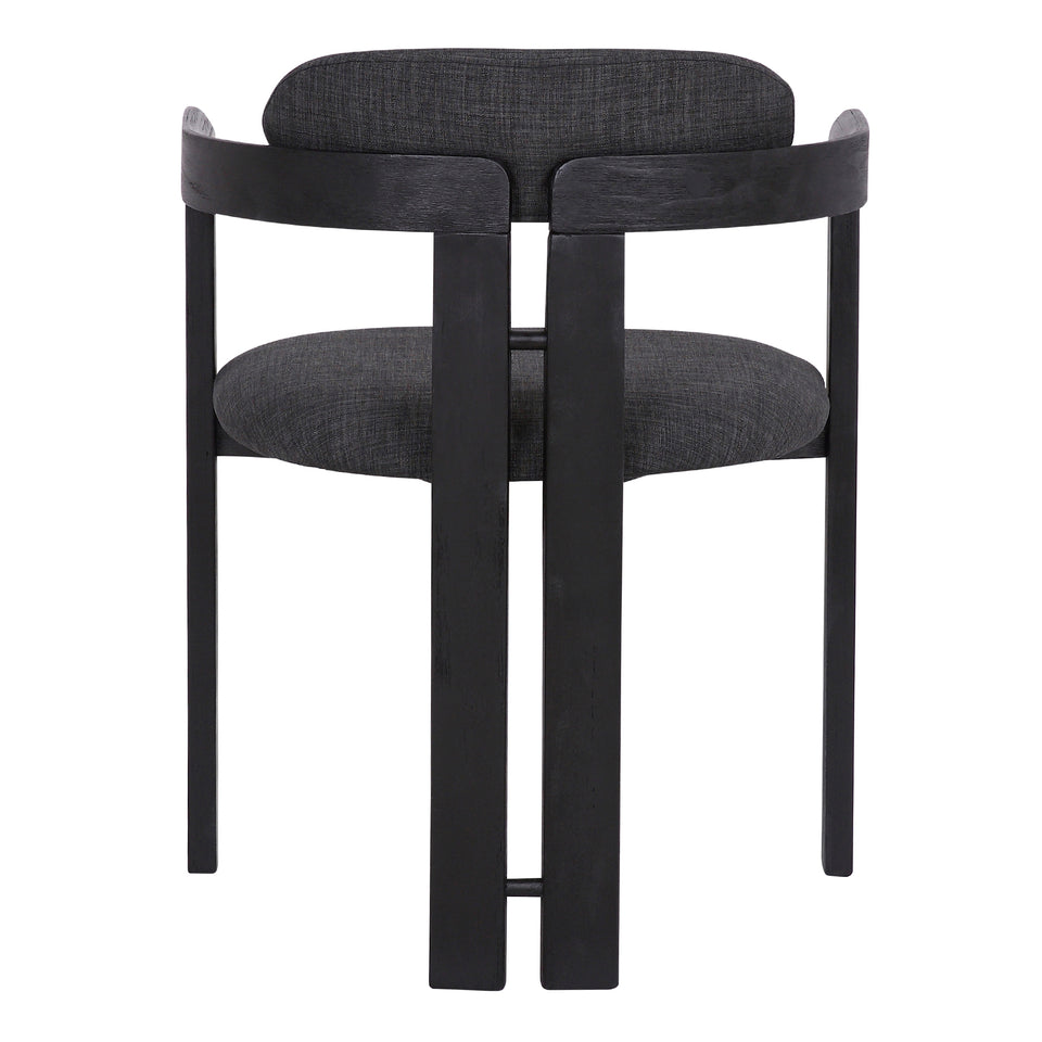 Jazmin Contemporary Dining Chair in Black Brushed Wood Finish and Charcoal Fabric - Set of 2