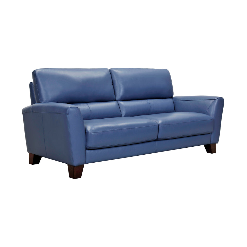 Kester 81" Square Arm Blue Genuine Leather Sofa