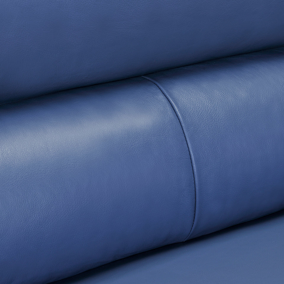 Kester 81" Square Arm Blue Genuine Leather Sofa