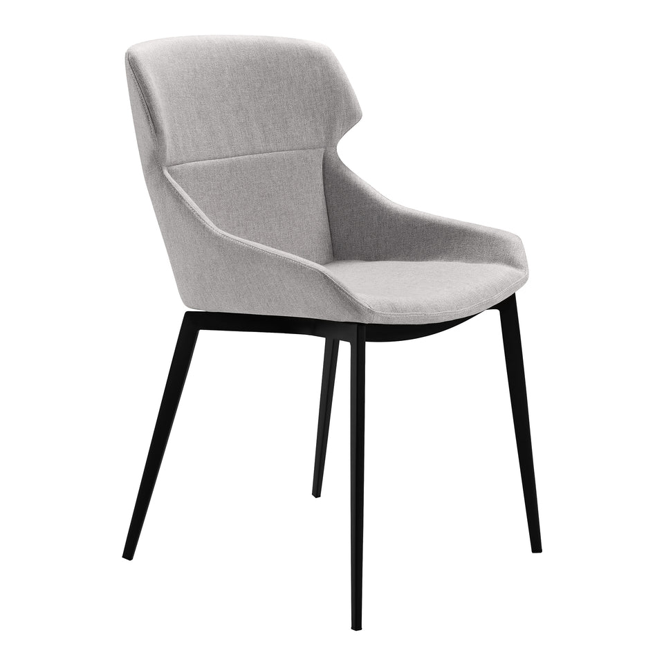 Kenna Modern Dining Chair in Matte Black Finish and Gray Fabric - Set of 2