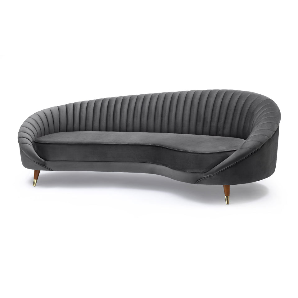Karisma Dark Gray Curved Velvet Sofa