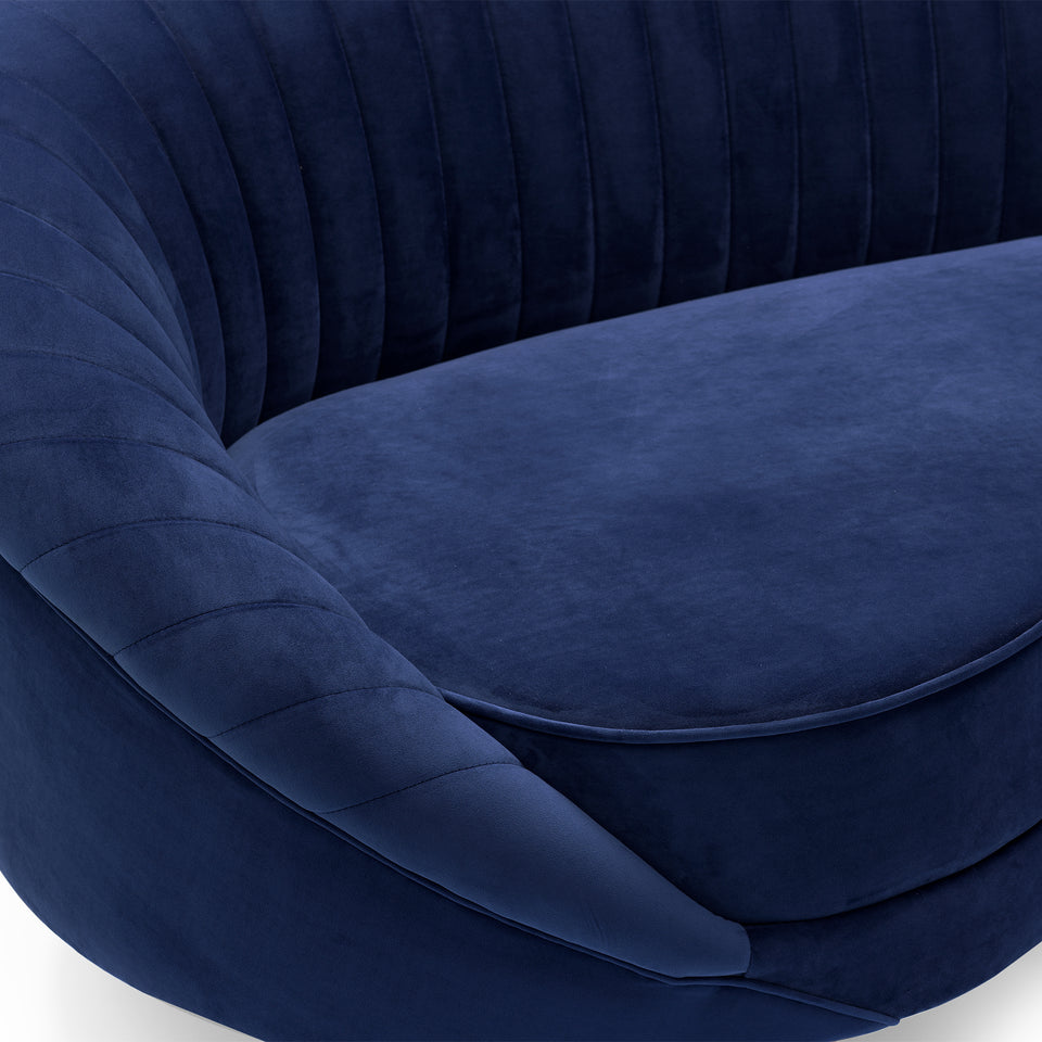 Karisma Navy Curved Velvet Sofa