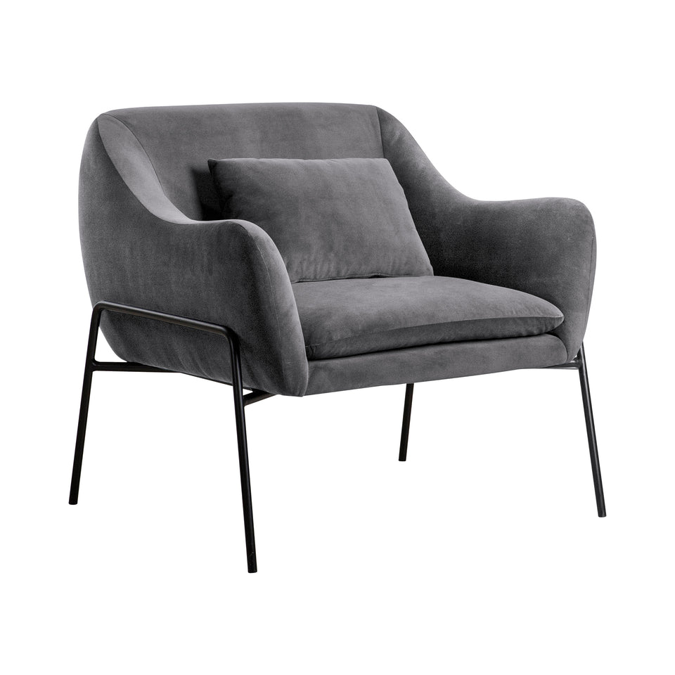 Karen Gray Velvet Modern Accent Chair