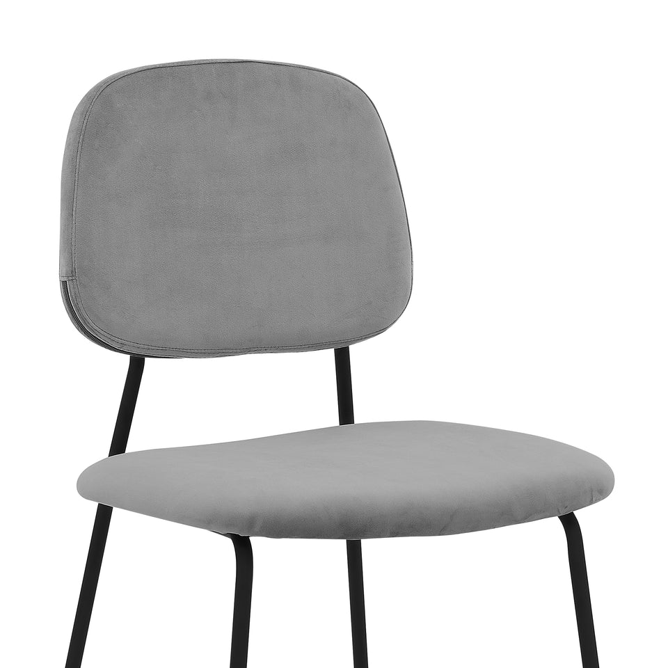 Lucy Gray Velvet and Metal Dining Room Chairs - Set of 2