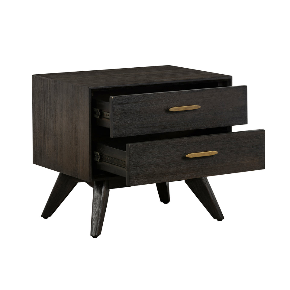 Baly Acacia Mid-Century 2 Drawer Night stand