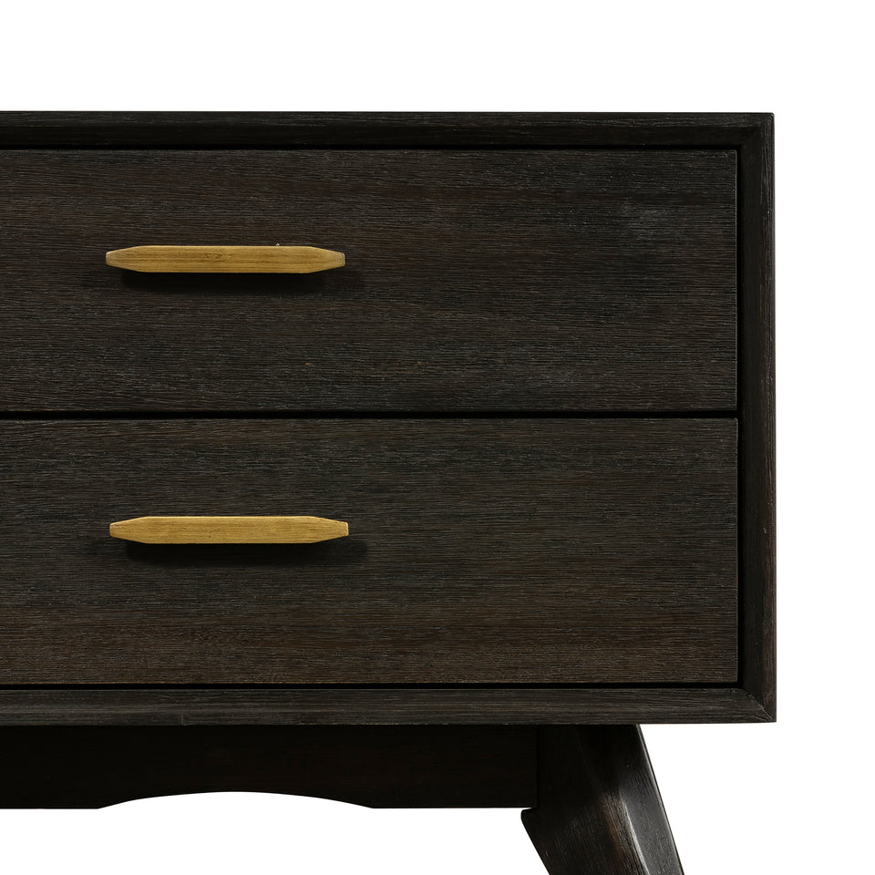 Baly Acacia Mid-Century 2 Drawer Night stand