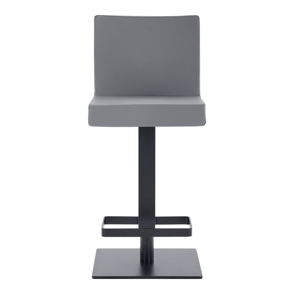 Legacy Contemporary Swivel Barstool in Matte Black Finish and Gray Faux Leather