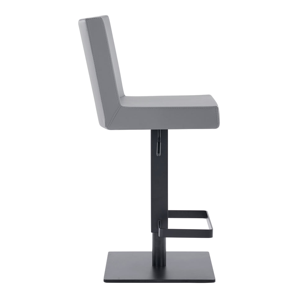 Legacy Contemporary Swivel Barstool in Matte Black Finish and Gray Faux Leather