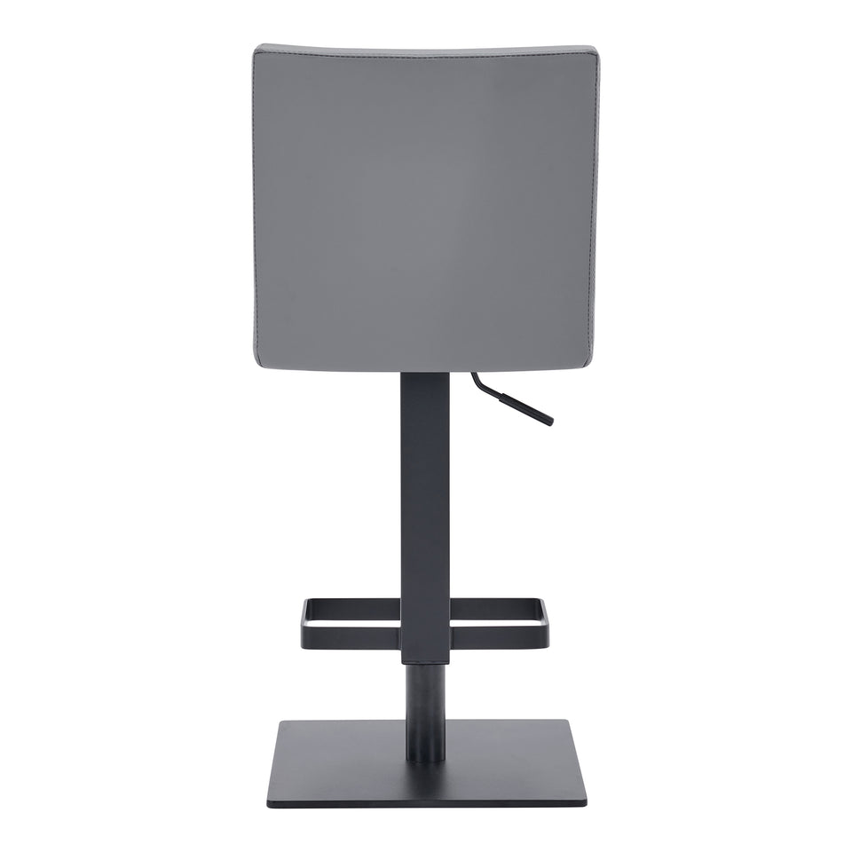 Legacy Contemporary Swivel Barstool in Matte Black Finish and Gray Faux Leather