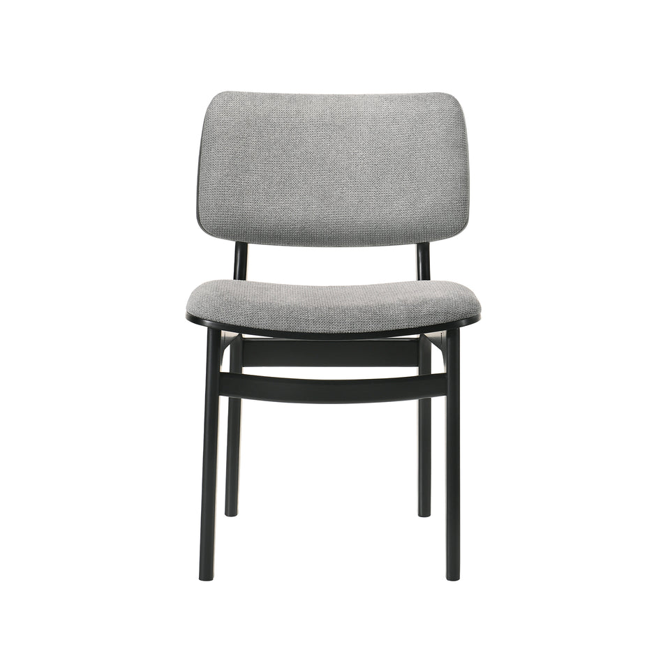 Lima Gray Upholstered Wood Dining Chairs in Black Finish - Set of 2