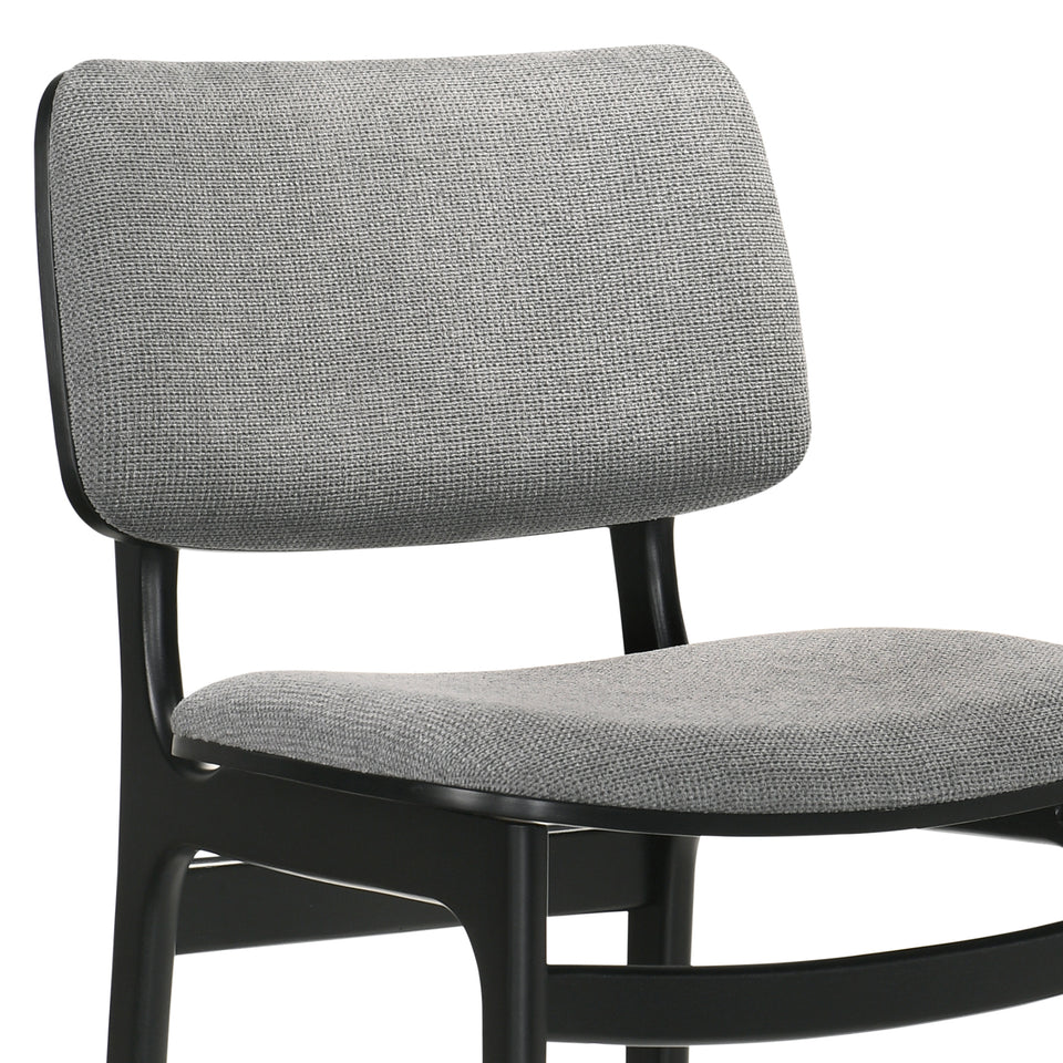 Lima Gray Upholstered Wood Dining Chairs in Black Finish - Set of 2