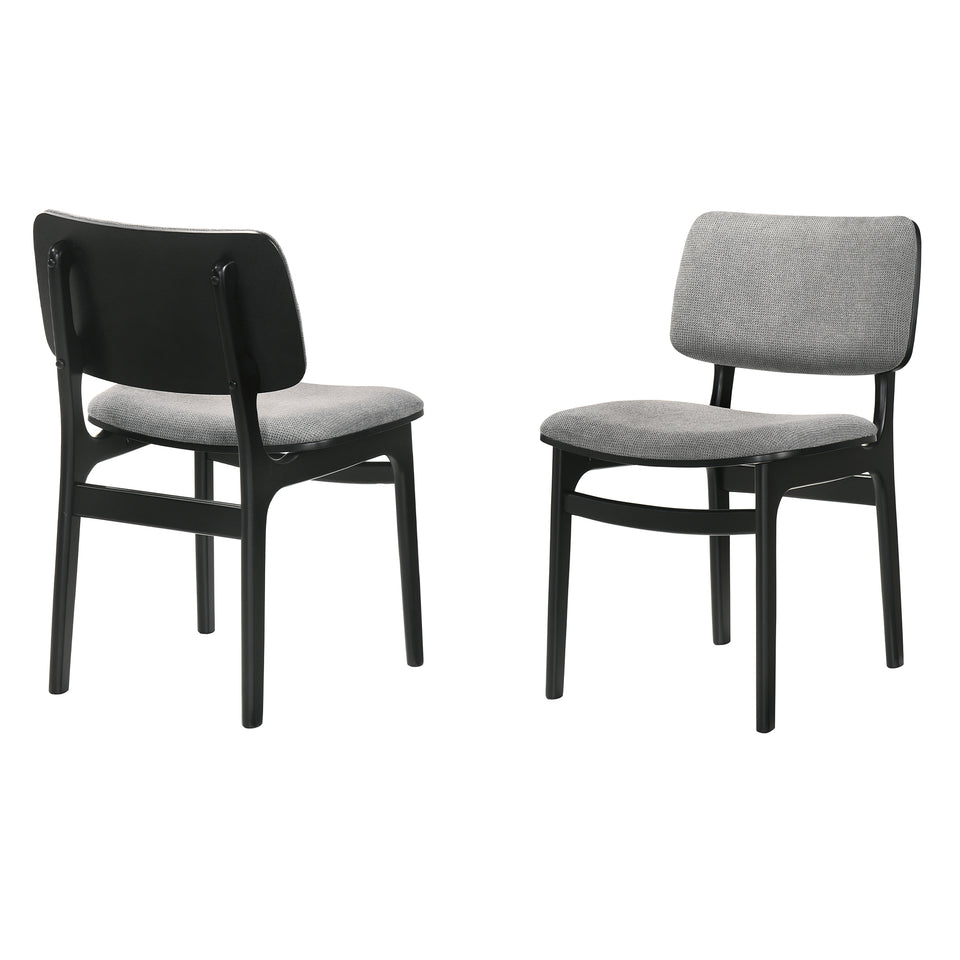 Lima Gray Upholstered Wood Dining Chairs in Black Finish - Set of 2