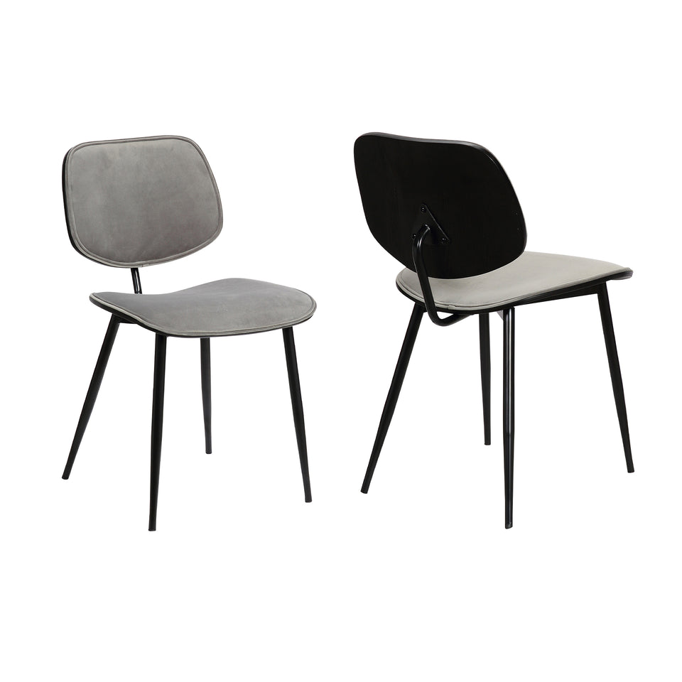 Lizzy Gray Velvet Modern Dining Accent Chairs - Set of 2