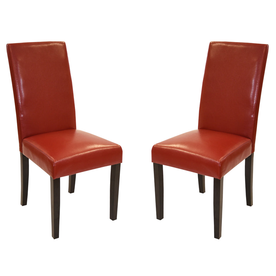 Red Bonded Leather Side Chair Md-014 - Set of 2