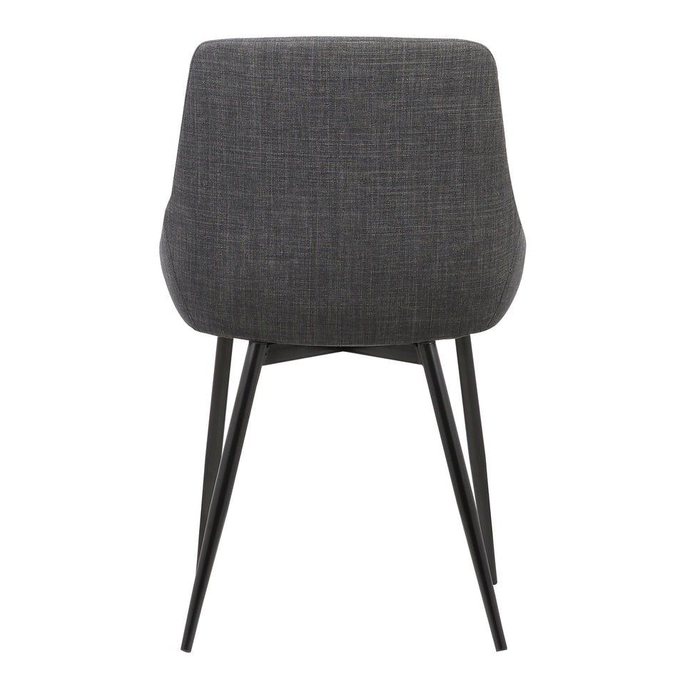 Mia Contemporary Dining Chair in Charcoal Fabric with Black Powder Coated Metal Legs