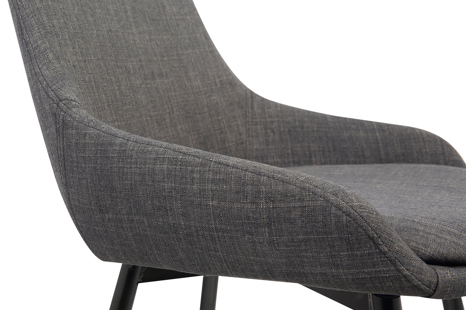 Mia Contemporary Dining Chair in Charcoal Fabric with Black Powder Coated Metal Legs