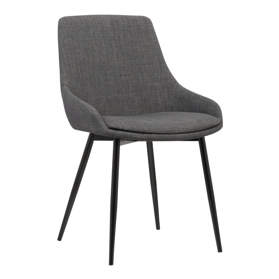 Mia Contemporary Dining Chair in Charcoal Fabric with Black Powder Coated Metal Legs