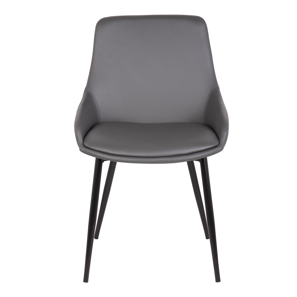 Mia Contemporary Dining Chair in Gray Faux Leather with Black Powder Coated Metal Legs