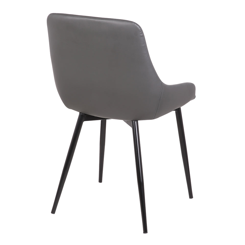 Mia Contemporary Dining Chair in Gray Faux Leather with Black Powder Coated Metal Legs