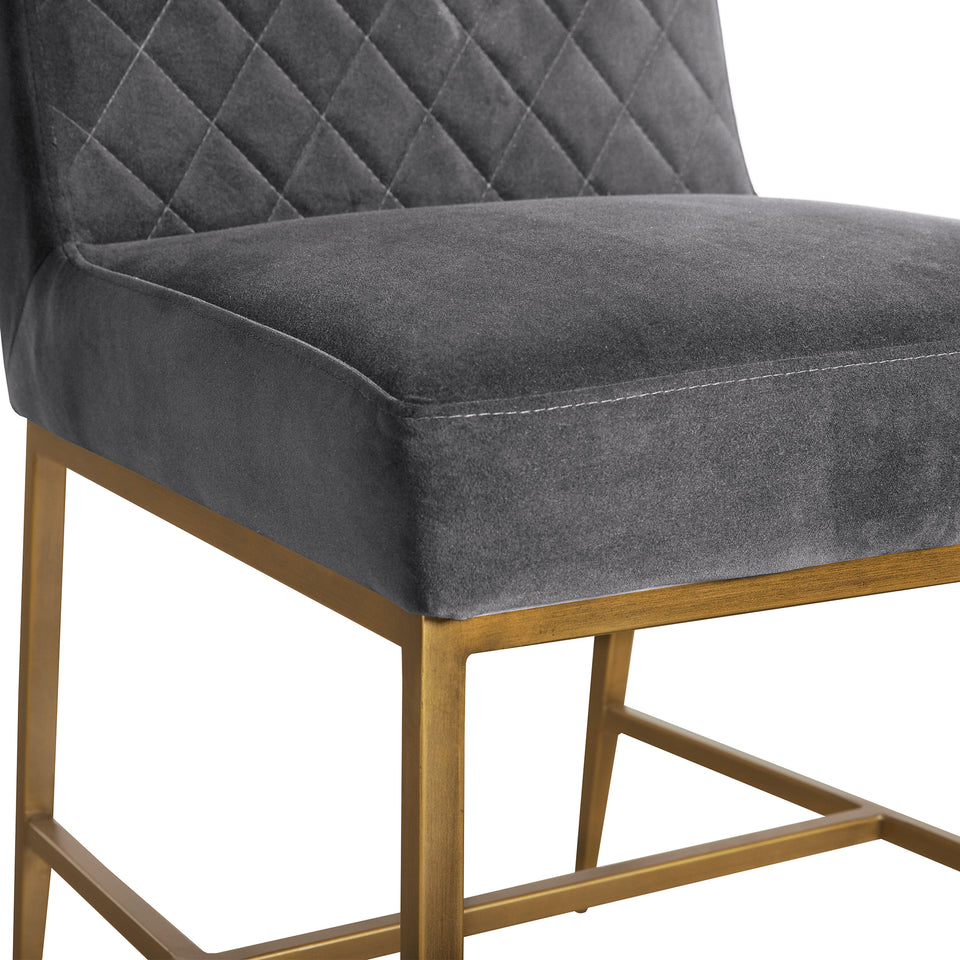 Memphis Gray Velvet and Antique Brass Accent Dining Chair- Set of 2