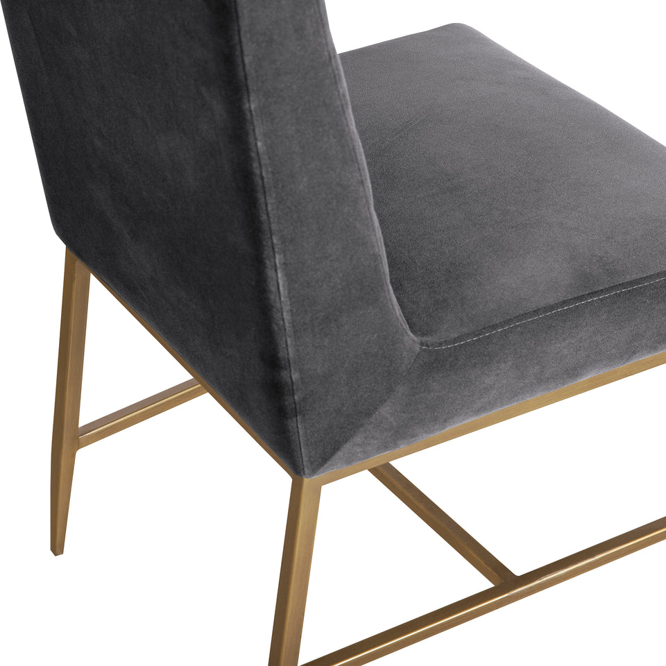 Memphis Gray Velvet and Antique Brass Accent Dining Chair- Set of 2