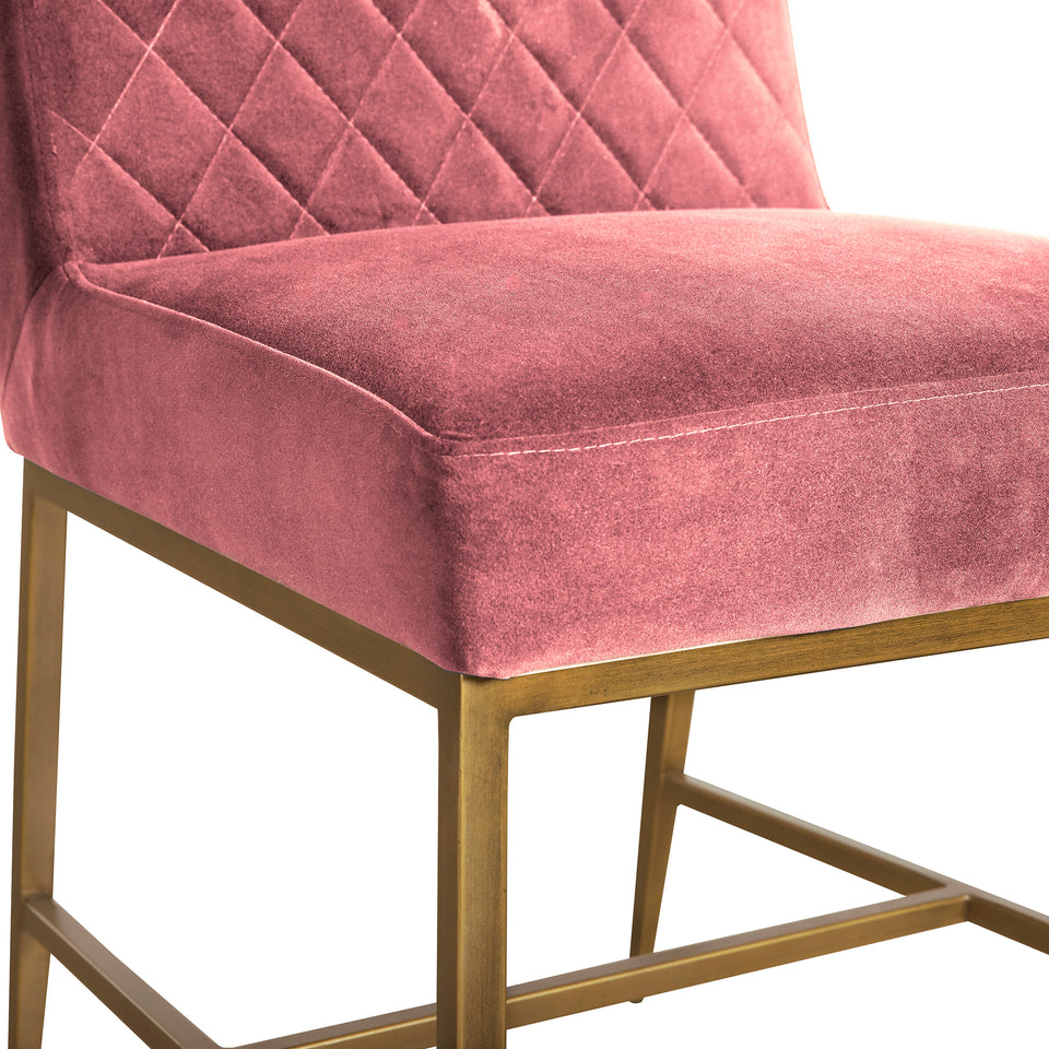 Memphis Pink Velvet and Antique Brass Accent Dining Chair- Set of 2