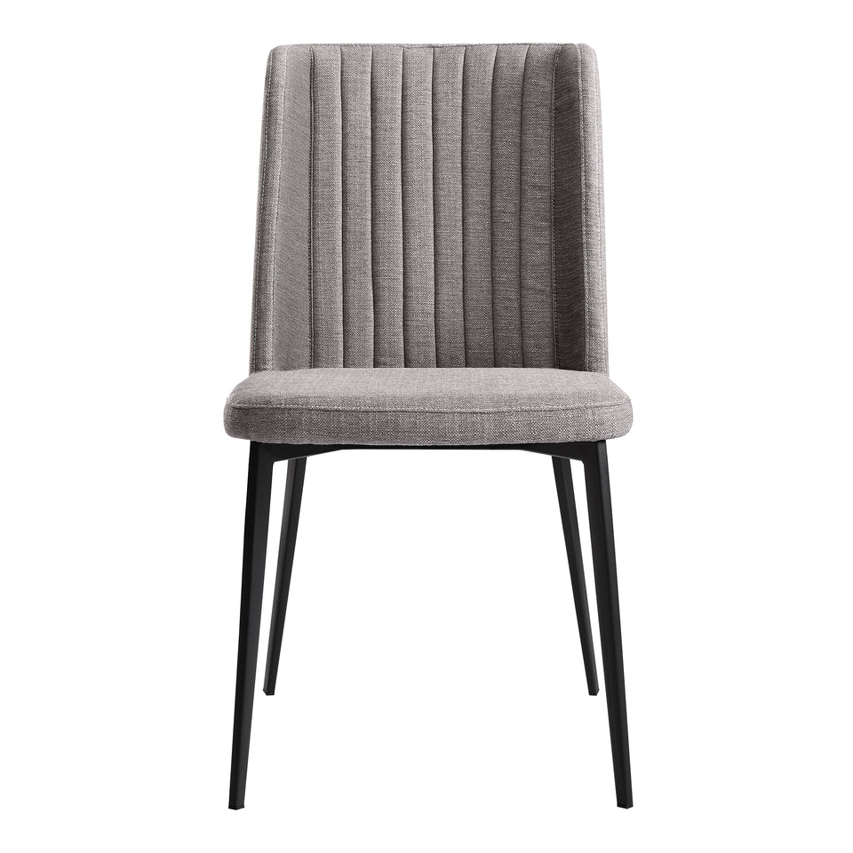 Maine Contemporary Dining Chair in Matte Black Finish and Gray Fabric - Set of 2