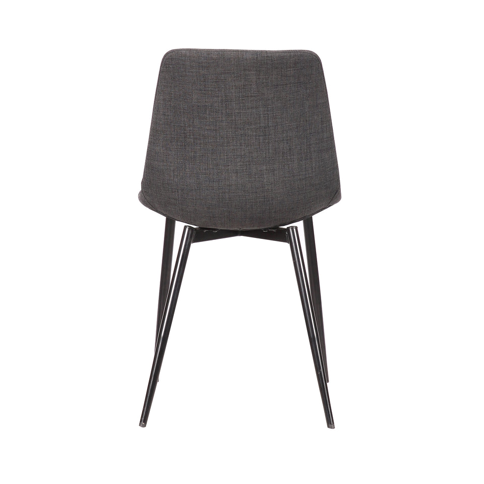 Monte Contemporary Dining Chair in Charcoal Faux Leather with Black Powder Coated Metal Legs