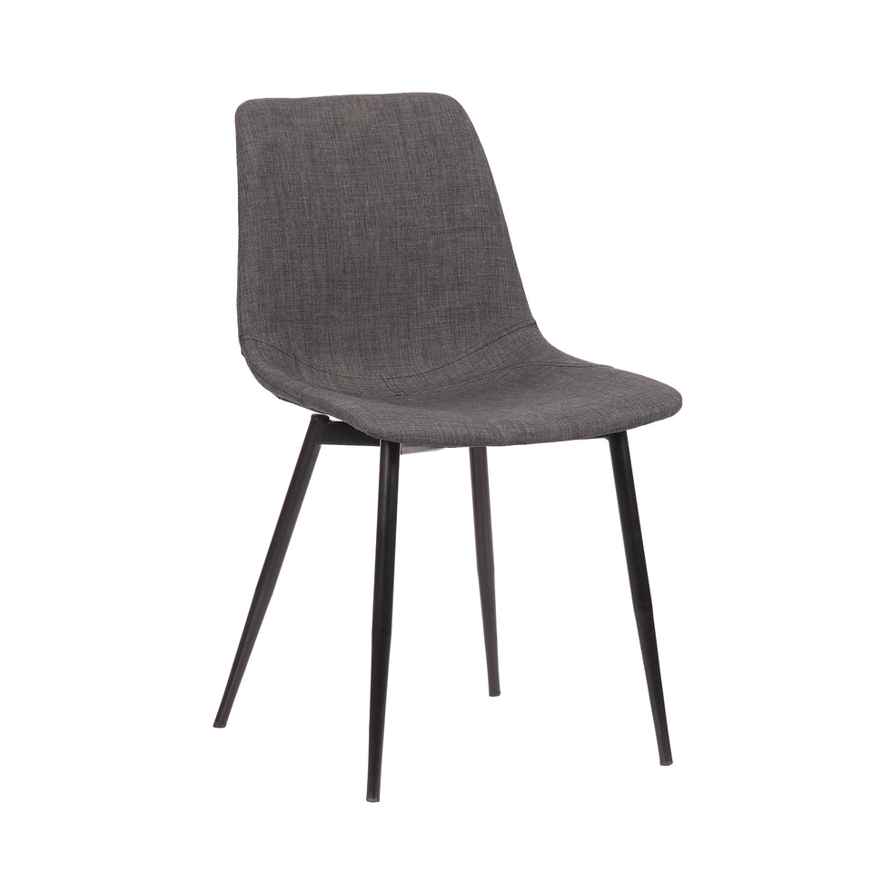 Monte Contemporary Dining Chair in Charcoal Faux Leather with Black Powder Coated Metal Legs