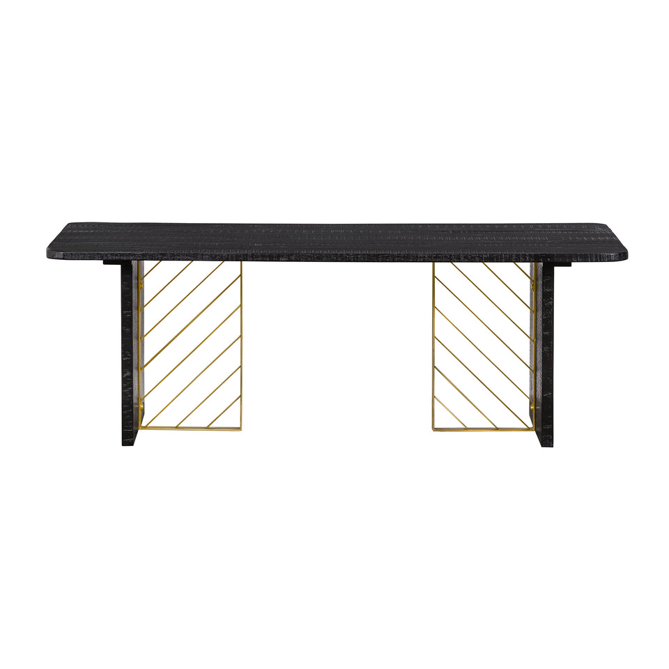 Monaco Black Wood Coffee Table with Antique Brass Accent