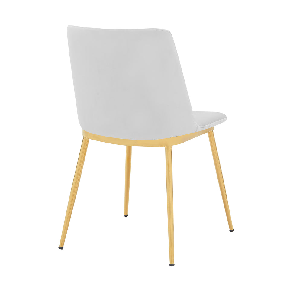 Messina Modern White Velvet and Gold Metal Leg Dining Room Chairs - Set of 2