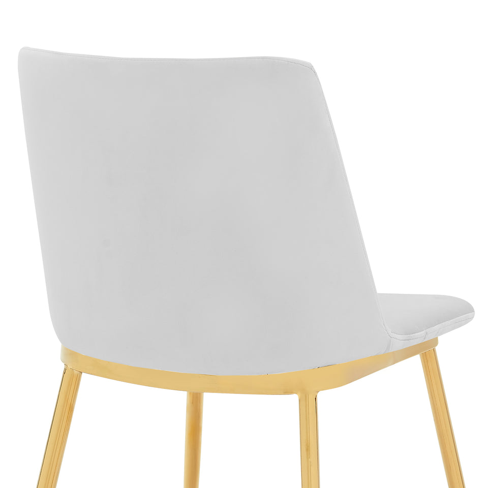 Messina Modern White Velvet and Gold Metal Leg Dining Room Chairs - Set of 2