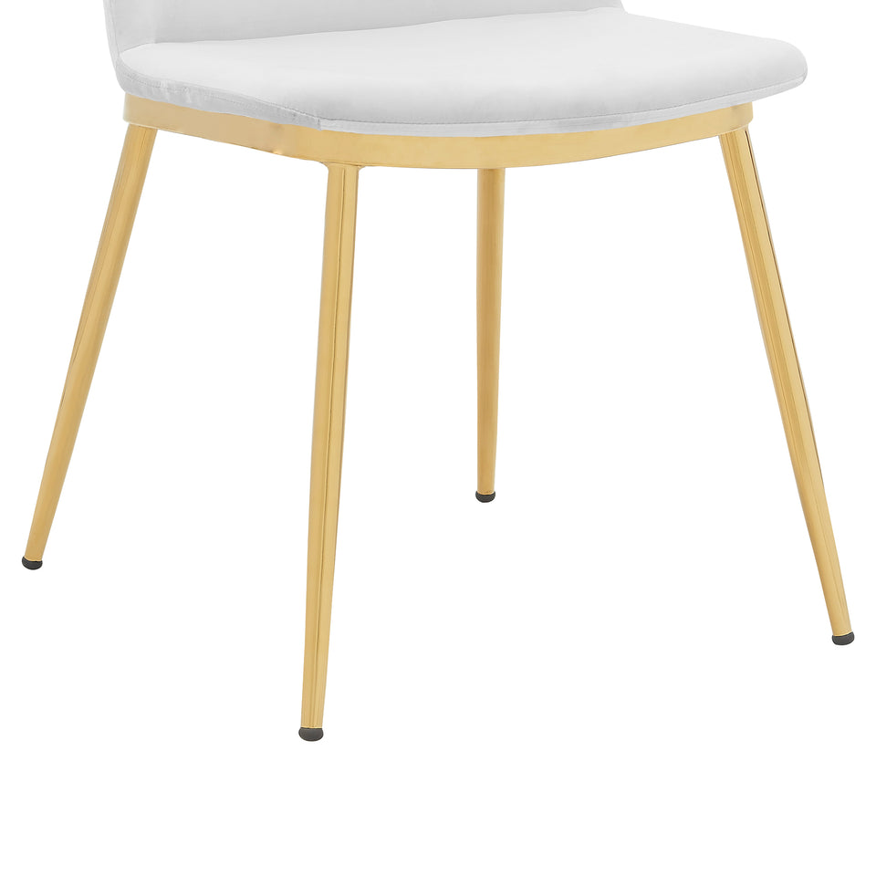 Messina Modern White Velvet and Gold Metal Leg Dining Room Chairs - Set of 2