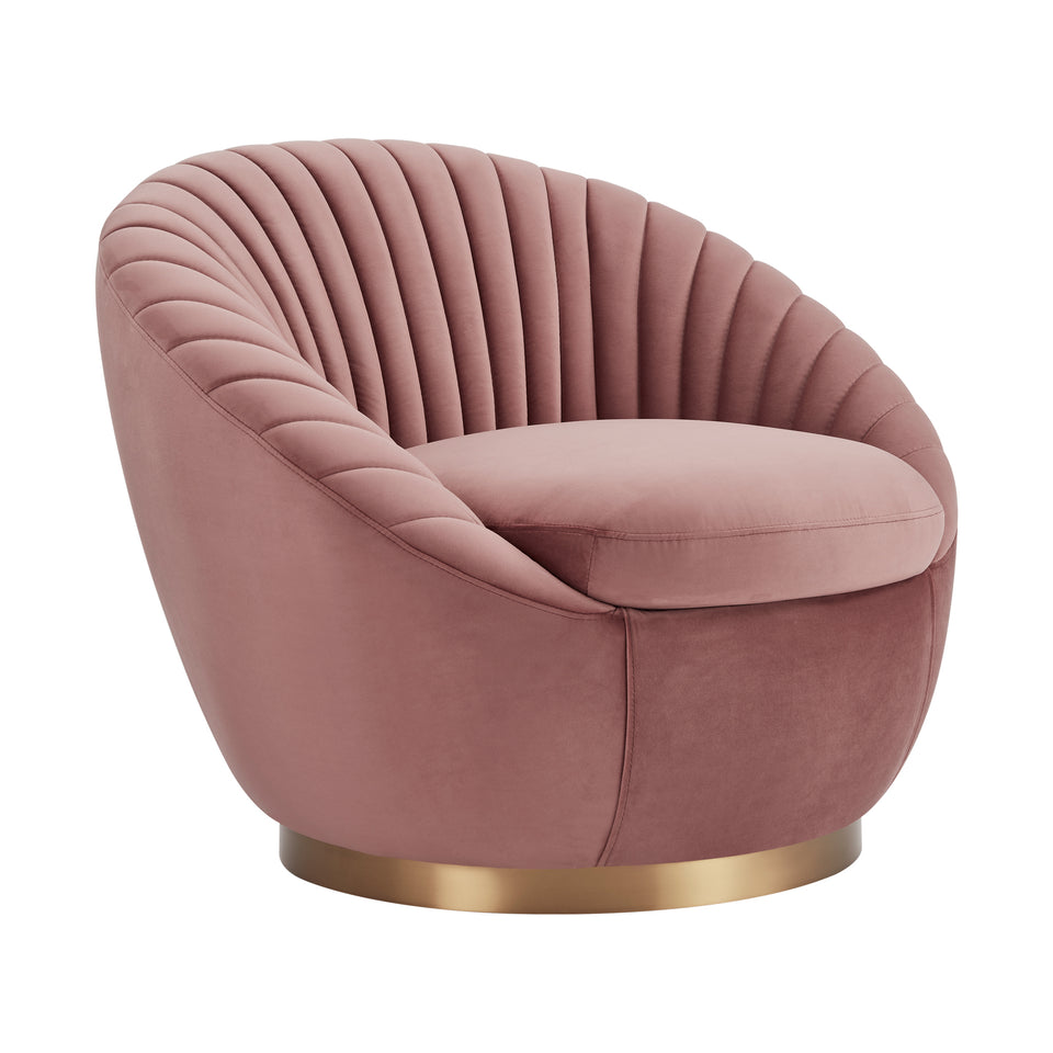 Mitzy Blush Velvet Swivel Accent Chair with Gold Base