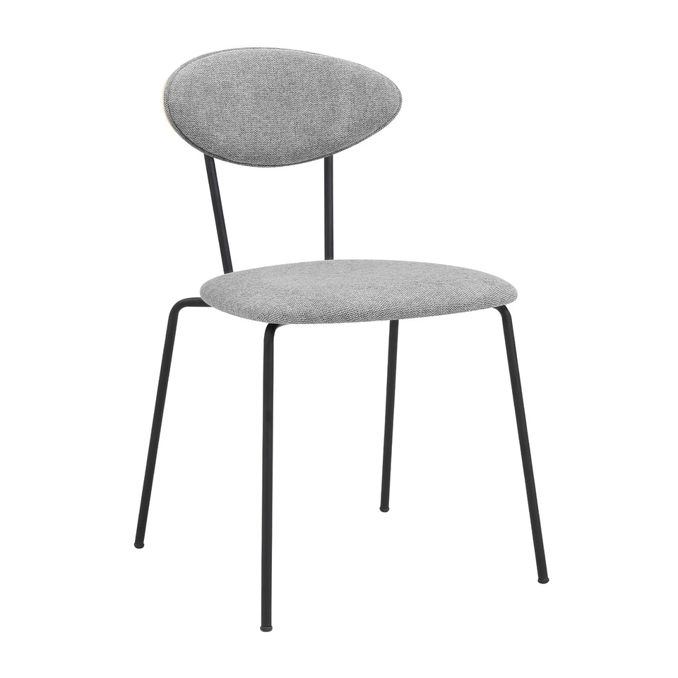 Neo Modern Gray Fabric and Black Metal Dining Room Chairs - Set of 2