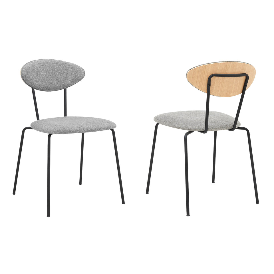 Neo Modern Gray Fabric and Black Metal Dining Room Chairs - Set of 2