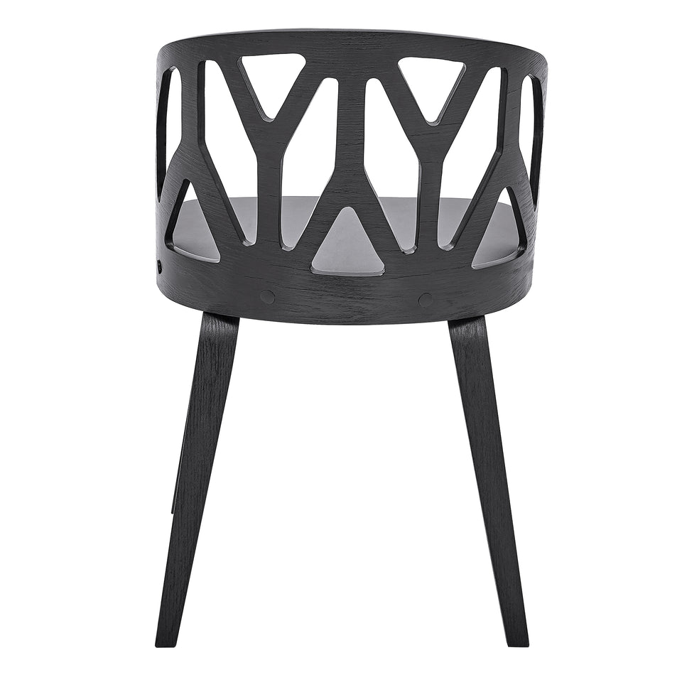 Nia Gray Faux Leather and Black Wood Dining Chairs - Set of 2